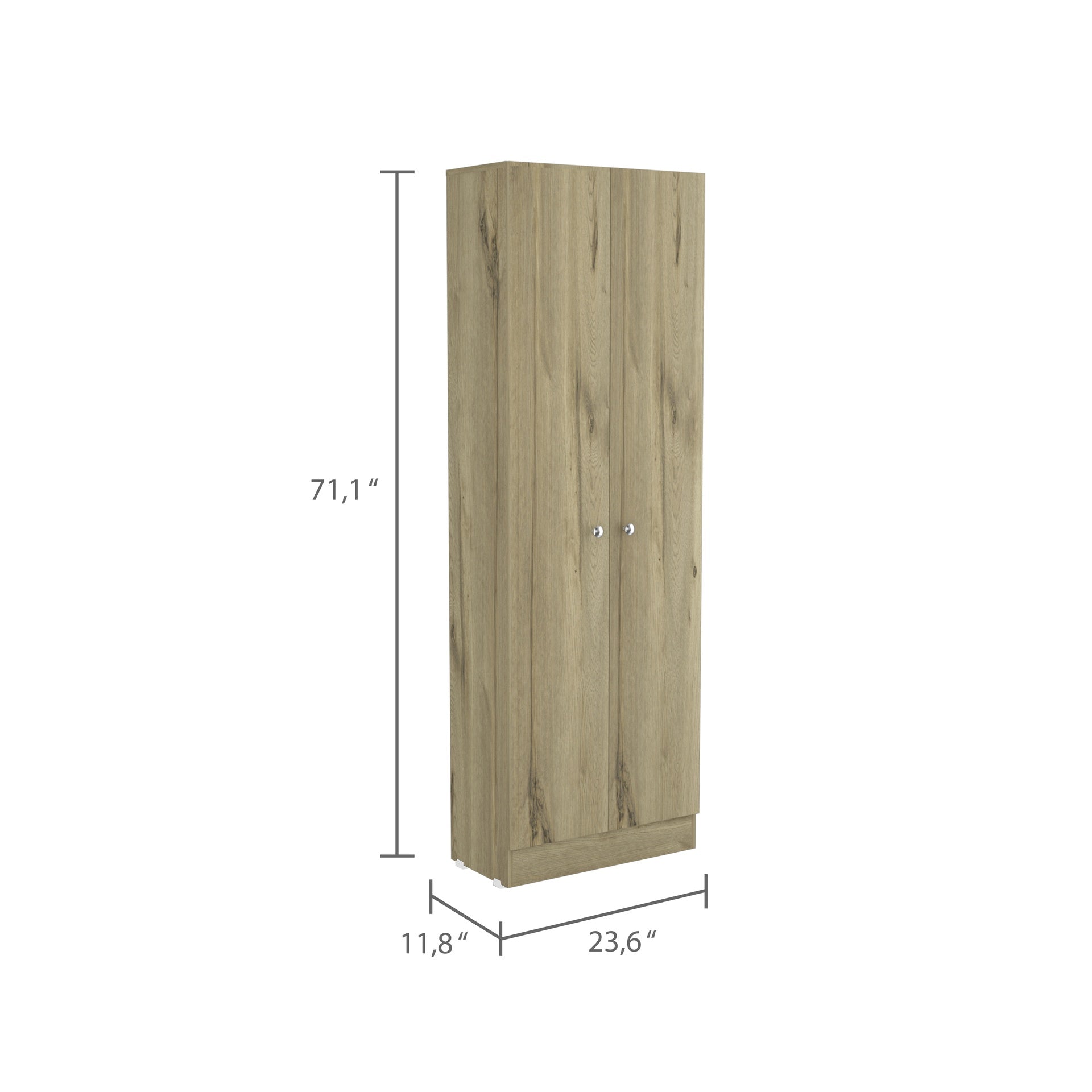 Rectangle 2-Door Storage Tall Cabinet Light Oak and Wenge