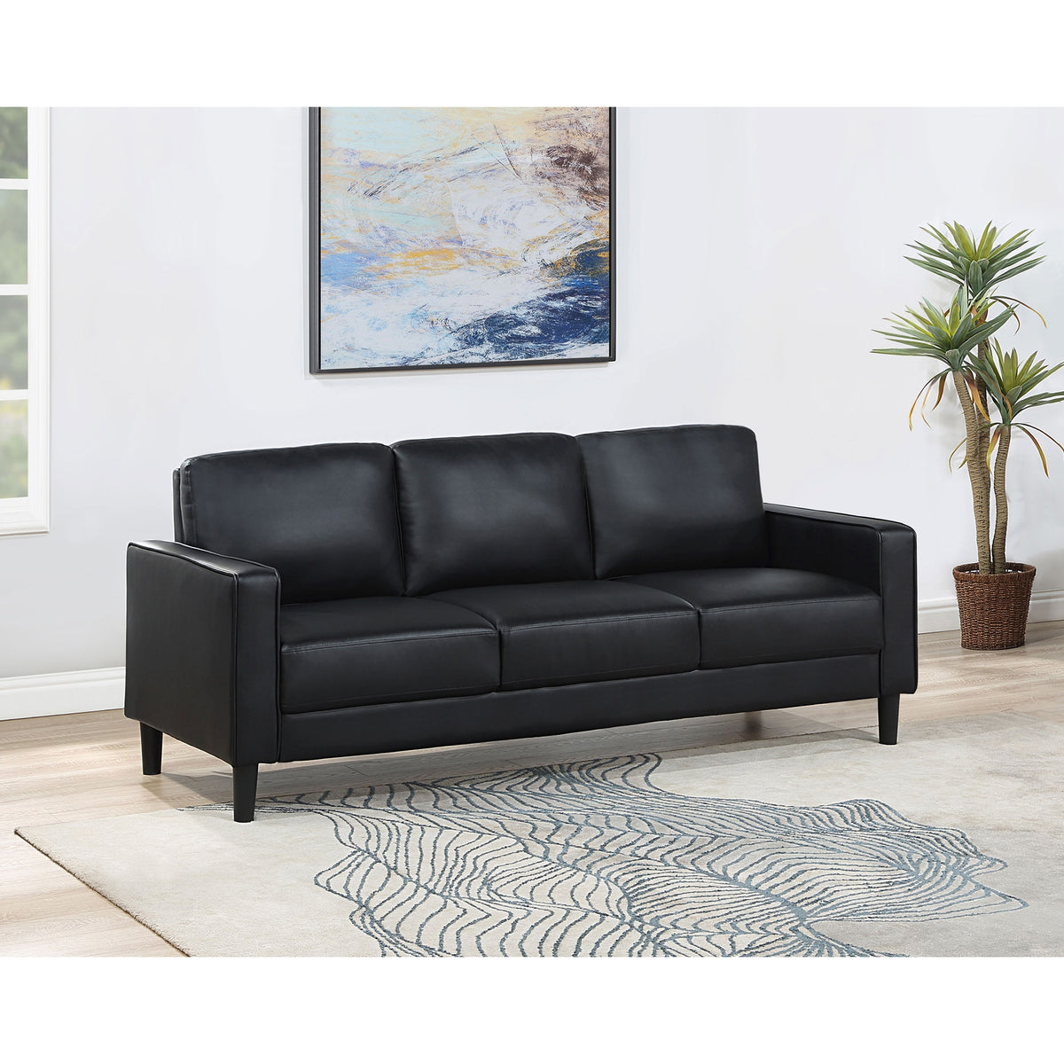 Farallone Black Track Arm Sofa