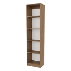 Natural Oak and White 5-Shelf Bookcase with Open Storage
