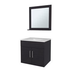 Wengue 2-Door Floating Bathroom Vanity Set with Sink and Mirror