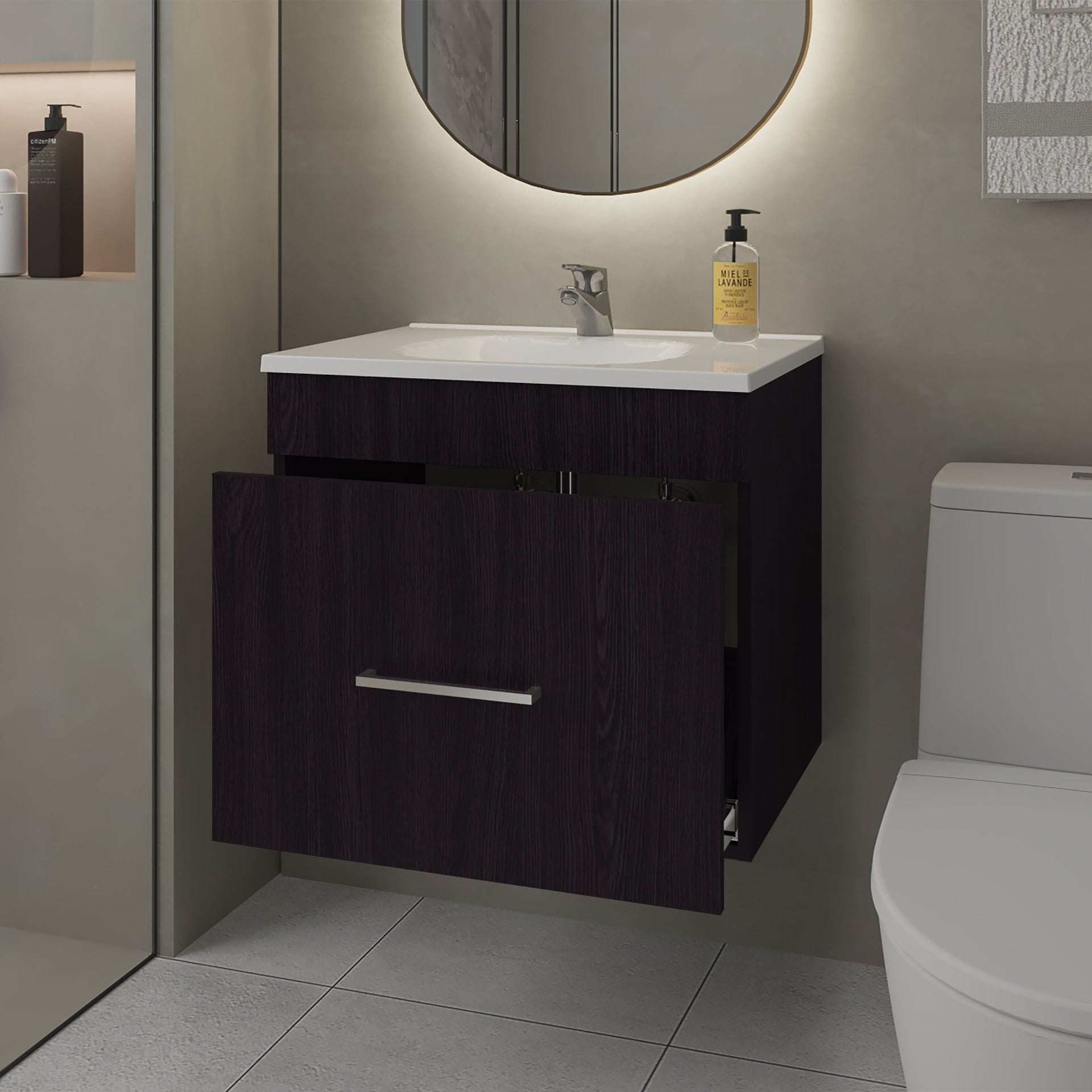 Wengue 1-Drawer Floating Bathroom Vanity Set with Sink