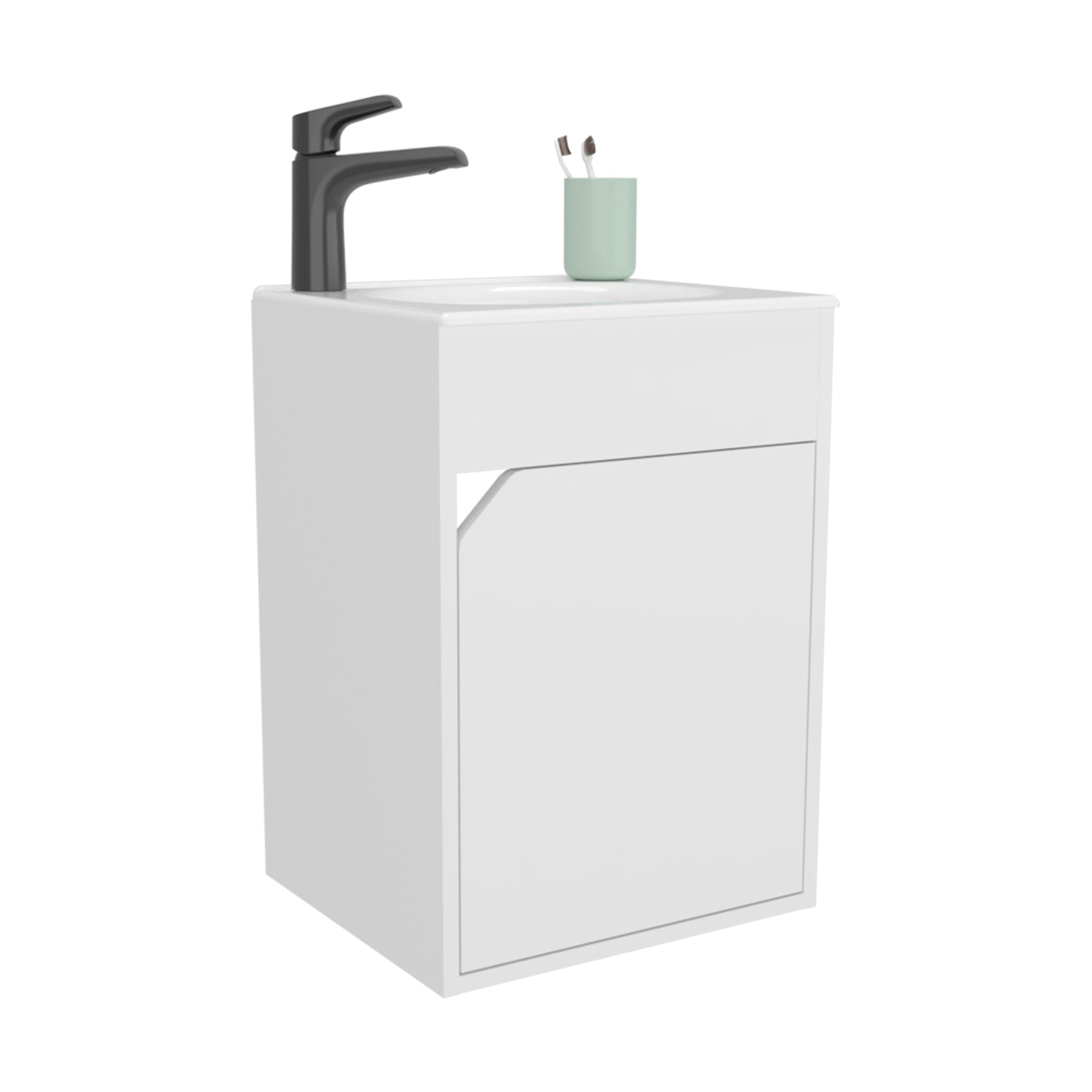 White Bathroom Floating Vanity with a Door