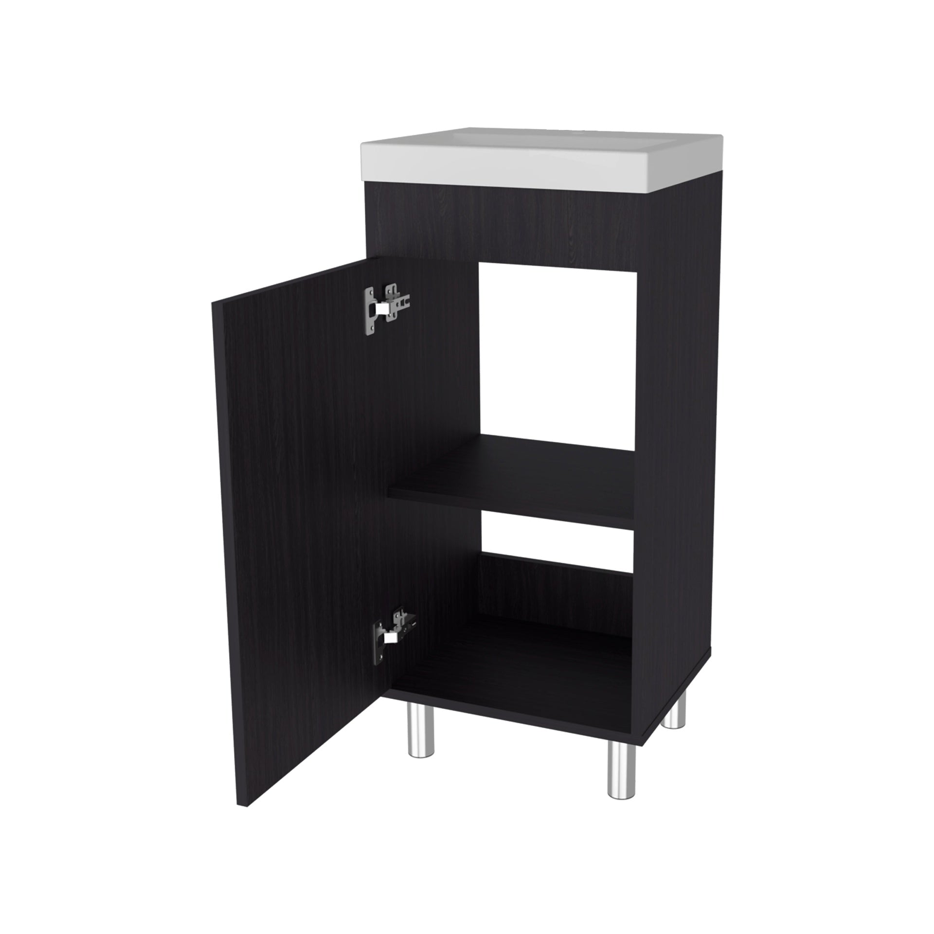 Wengue Bathroom Vanity with 1 Door and 2 Storage Shelf
