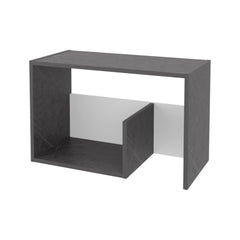 Onix and White Side Table in Melamine with Open Storage