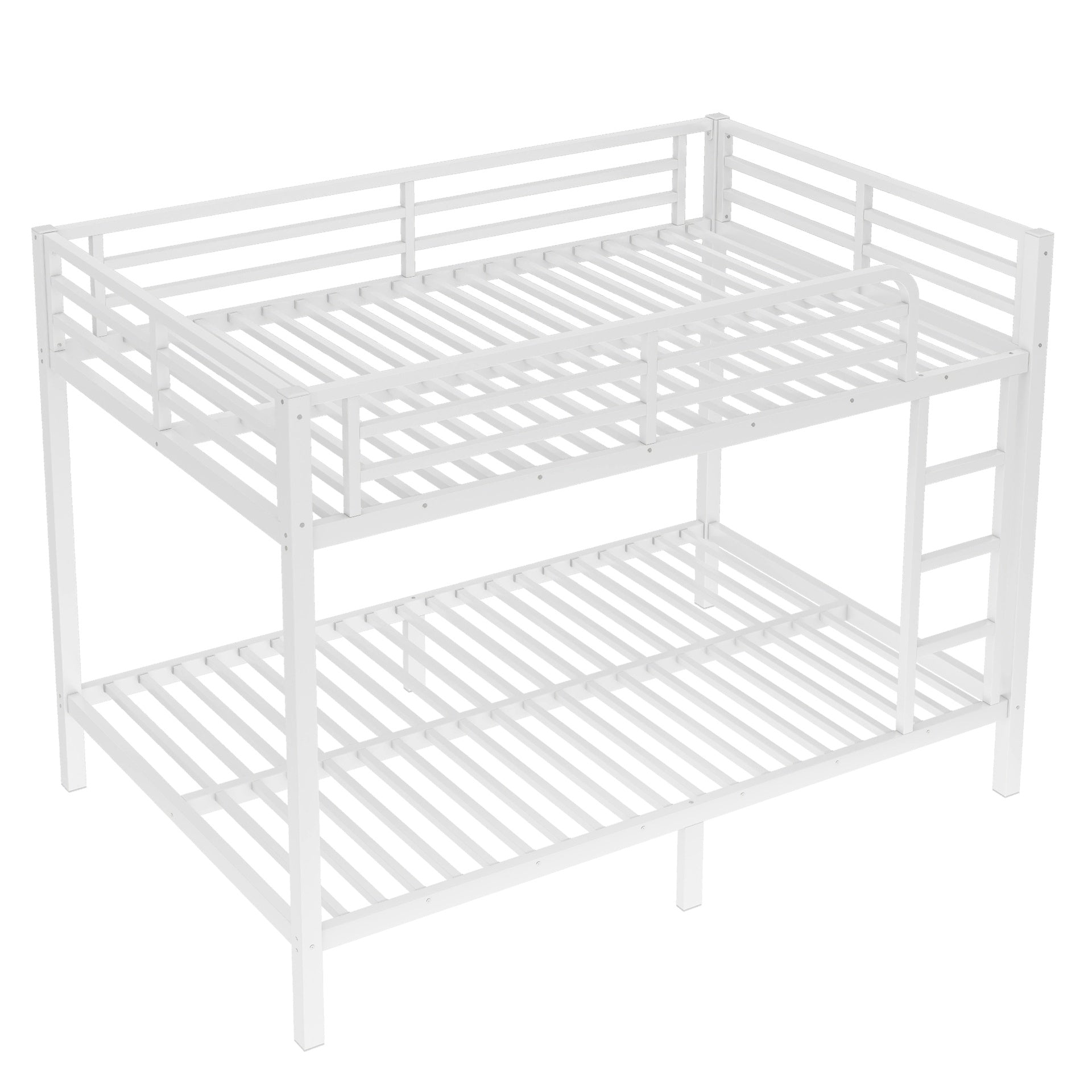 Metal Full XL over Full XL Bunk Bed for Teens and Adults,Space-Saving/Noise Reduced/No Box Spring Needed, White