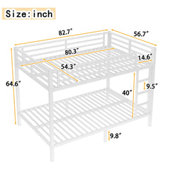 Metal Full XL over Full XL Bunk Bed for Teens and Adults,Space-Saving/Noise Reduced/No Box Spring Needed, White