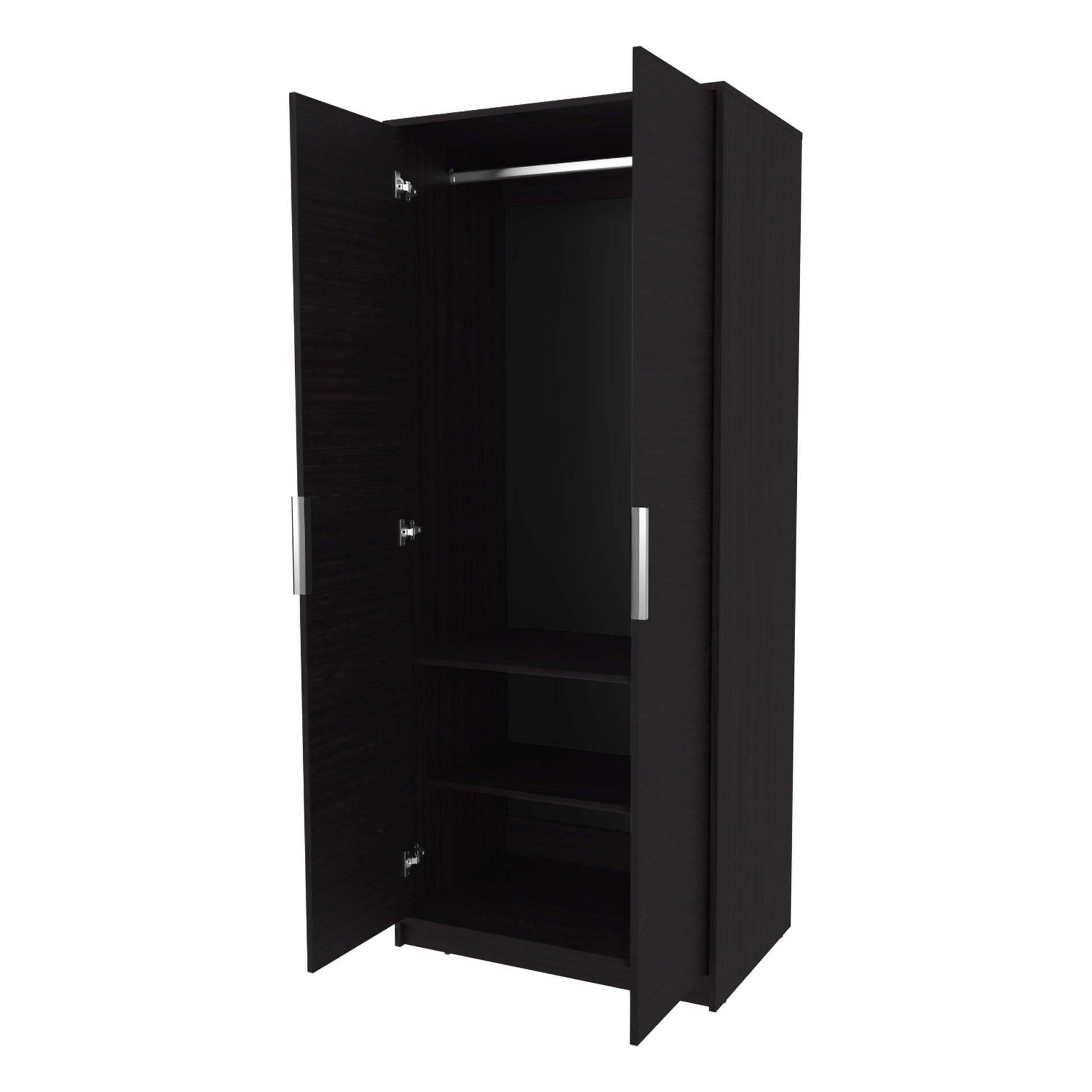 Wengue 2-Door 2-Shelves Wardrobe with Rod and Shoe Rack