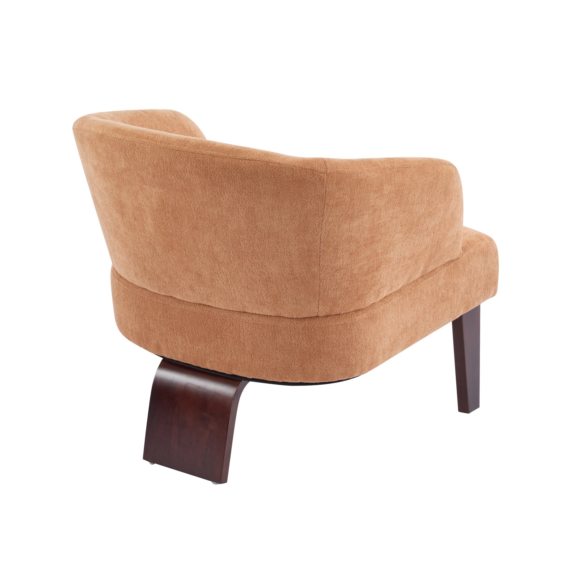 Modern Accent Chair with Round Back & Wooden Legs - Mid-Century Inspired Lounge Chair for Living Room, Bedroom, or Office - Soft Fabric Upholstery
