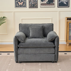 Oversized 41.73" Sofa Chair, Modern Upholstered Armchair with 1 Toss Pillow, Modular Sectional Sofa for Living Room, Deep Seat Reading Sofa for Bedroom Apartment, DIY Combination Chenille,Grey