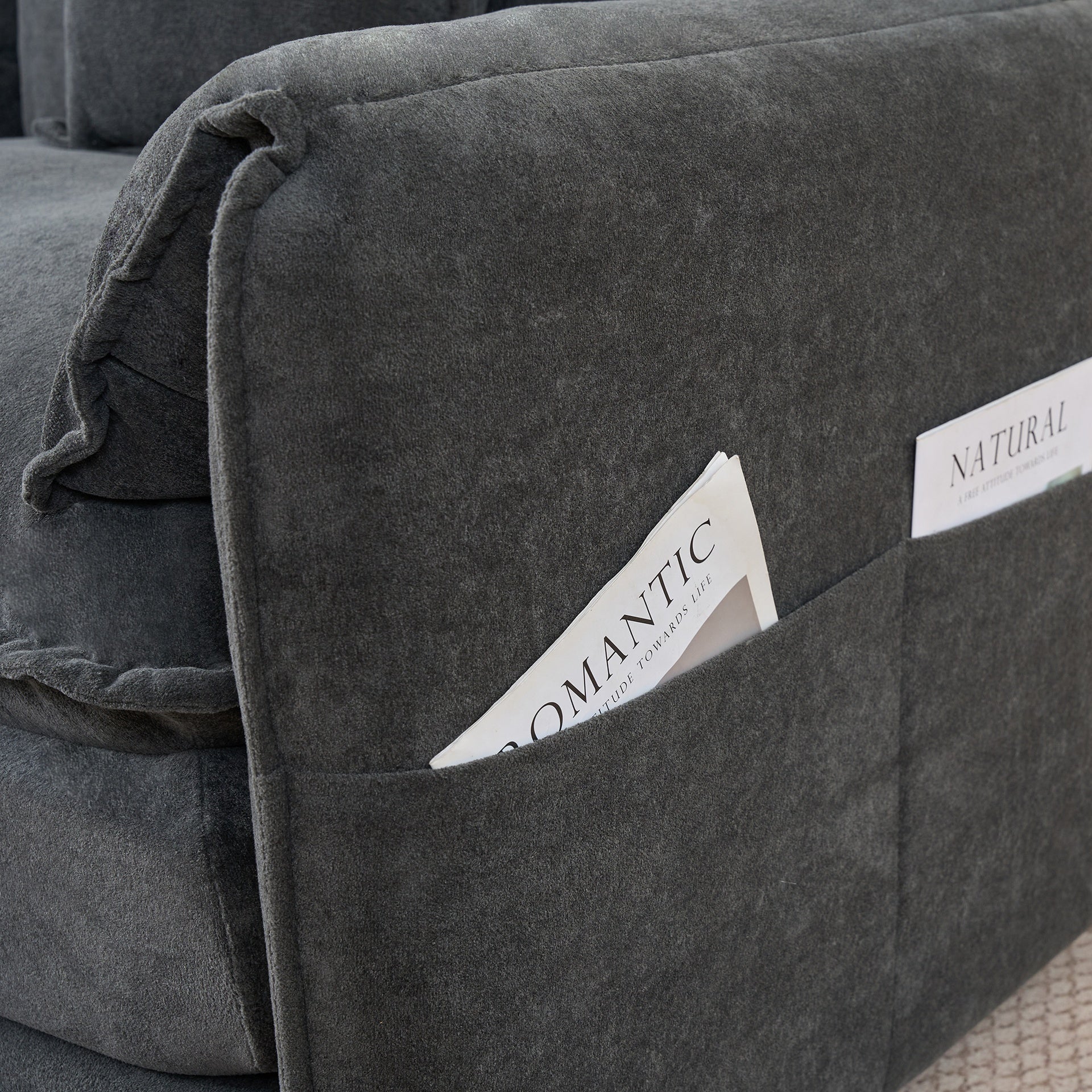 Oversized Chenille Loveseat Sofa, Oversized 2-Seater Small Cloud Couch, Modern Comfy Deep Seat Love Seat for Living Room Bedroom Office Apartment,DIY Combination,Grey