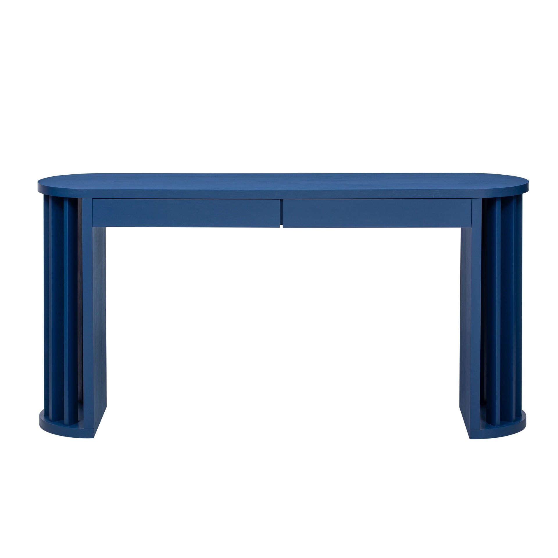 U_Style 59-inch Long Console Table With Oak Veneer Entryway Table With Vertical Ribbed Table Leg Minimalist Sofa Table With 2 Drawers for Entrance, Hallway, Living Room.