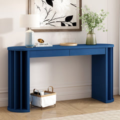 U_Style 59-inch Long Console Table With Oak Veneer Entryway Table With Vertical Ribbed Table Leg Minimalist Sofa Table With 2 Drawers for Entrance, Hallway, Living Room.