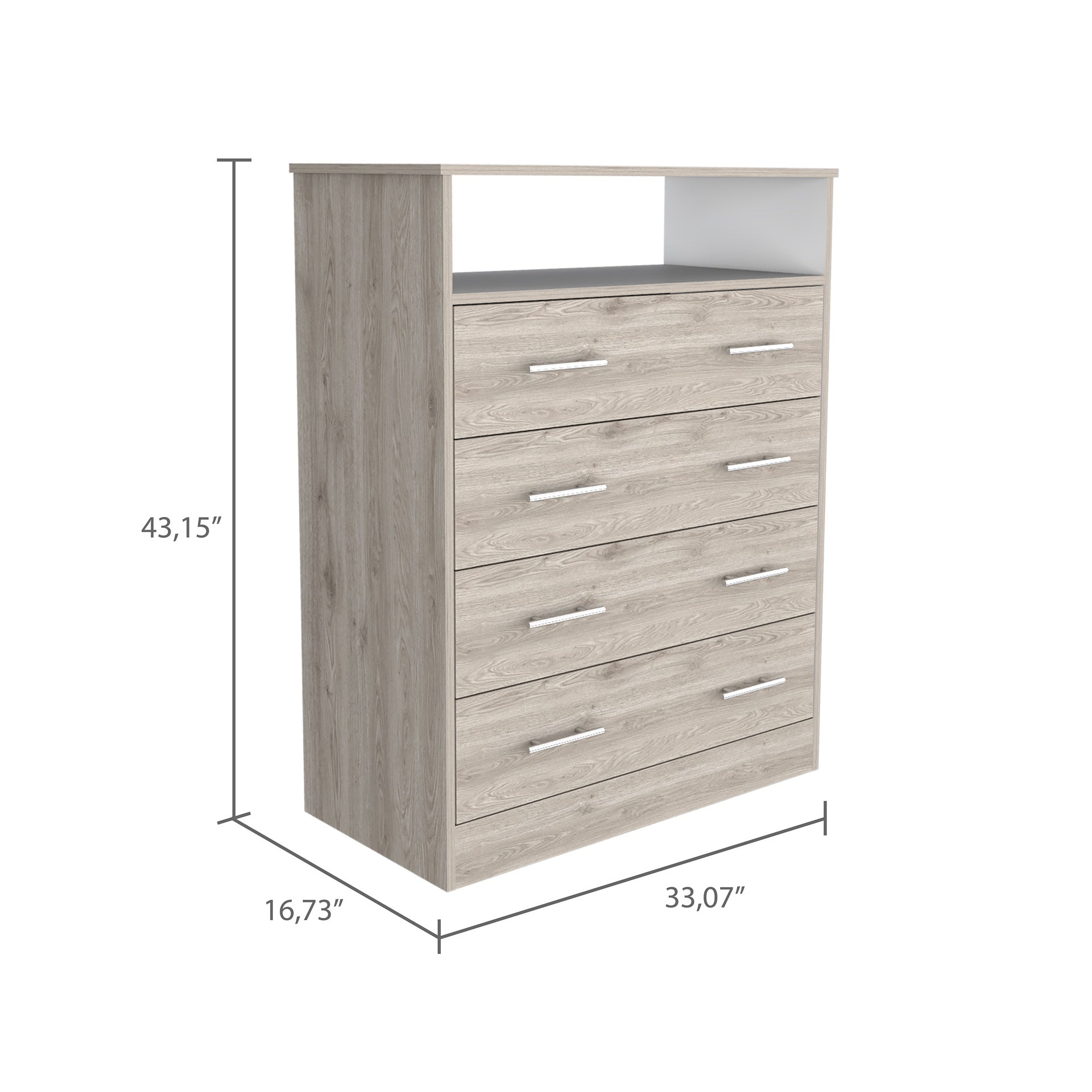 Dover 4-Drawer Rectangle Dresser Light Gray