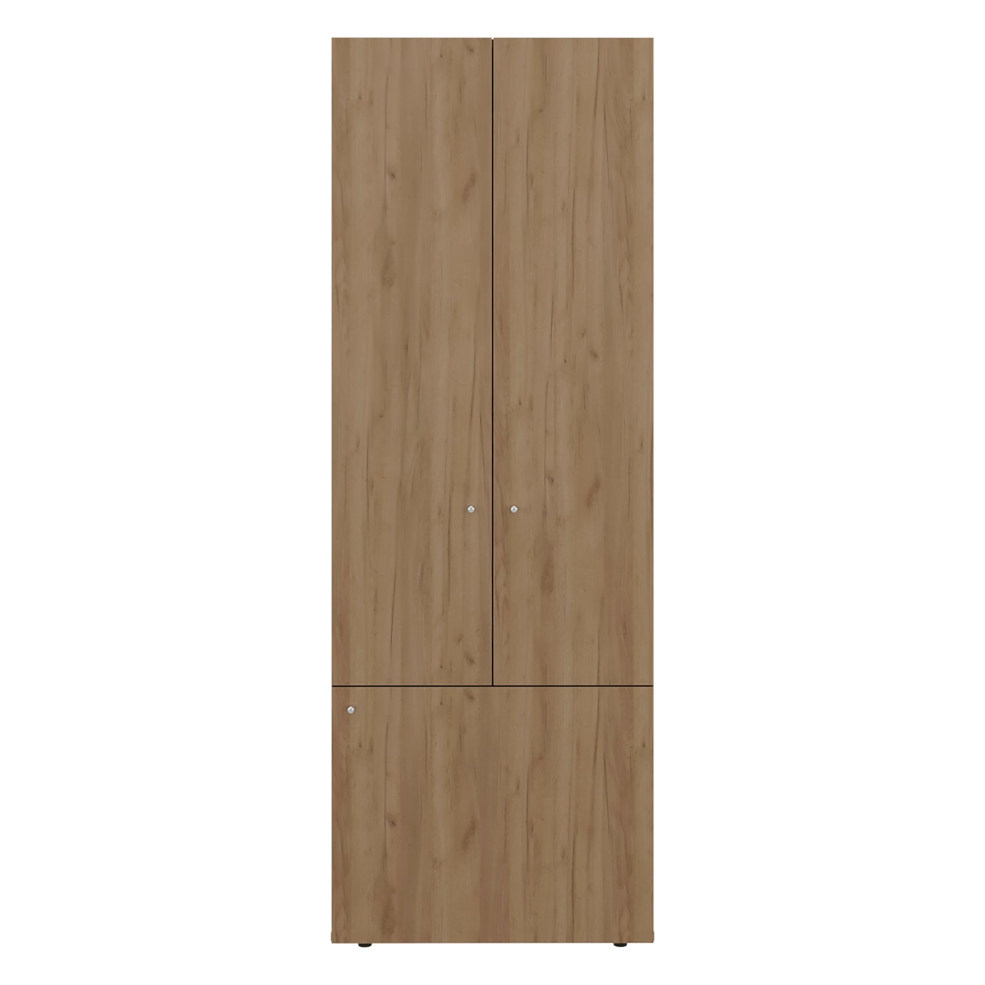 Natural Oak 3-Door Tall Wardrobe Cabinet with 4 Shelf