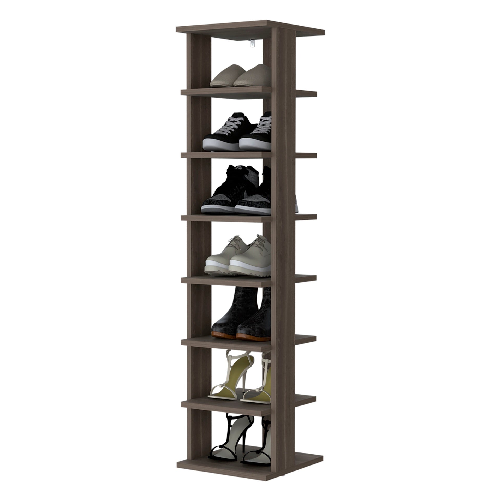 Grey Walnut 7-Tier Tall Vertical Shoe Rack
