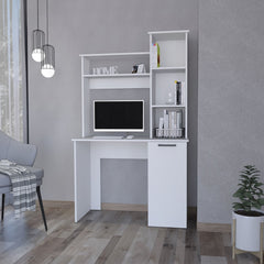 White 3-Tier Storage Shelves Computer Desk