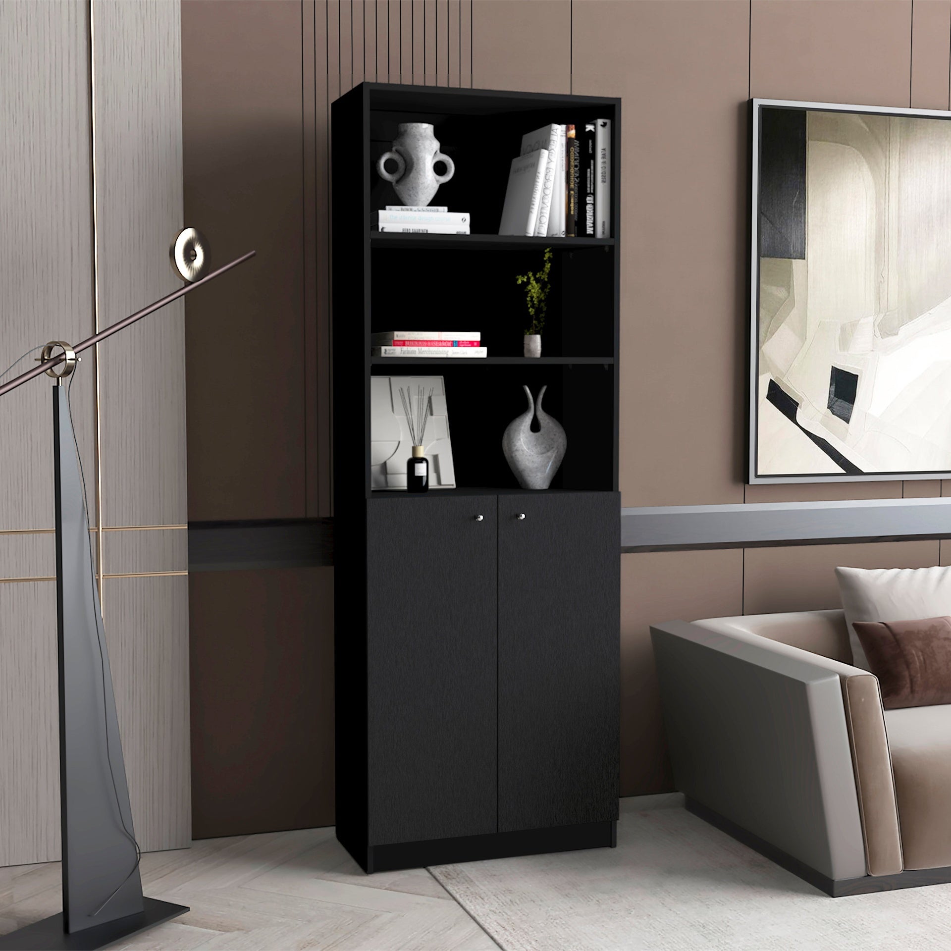 Wenge 2-Door Bookcase