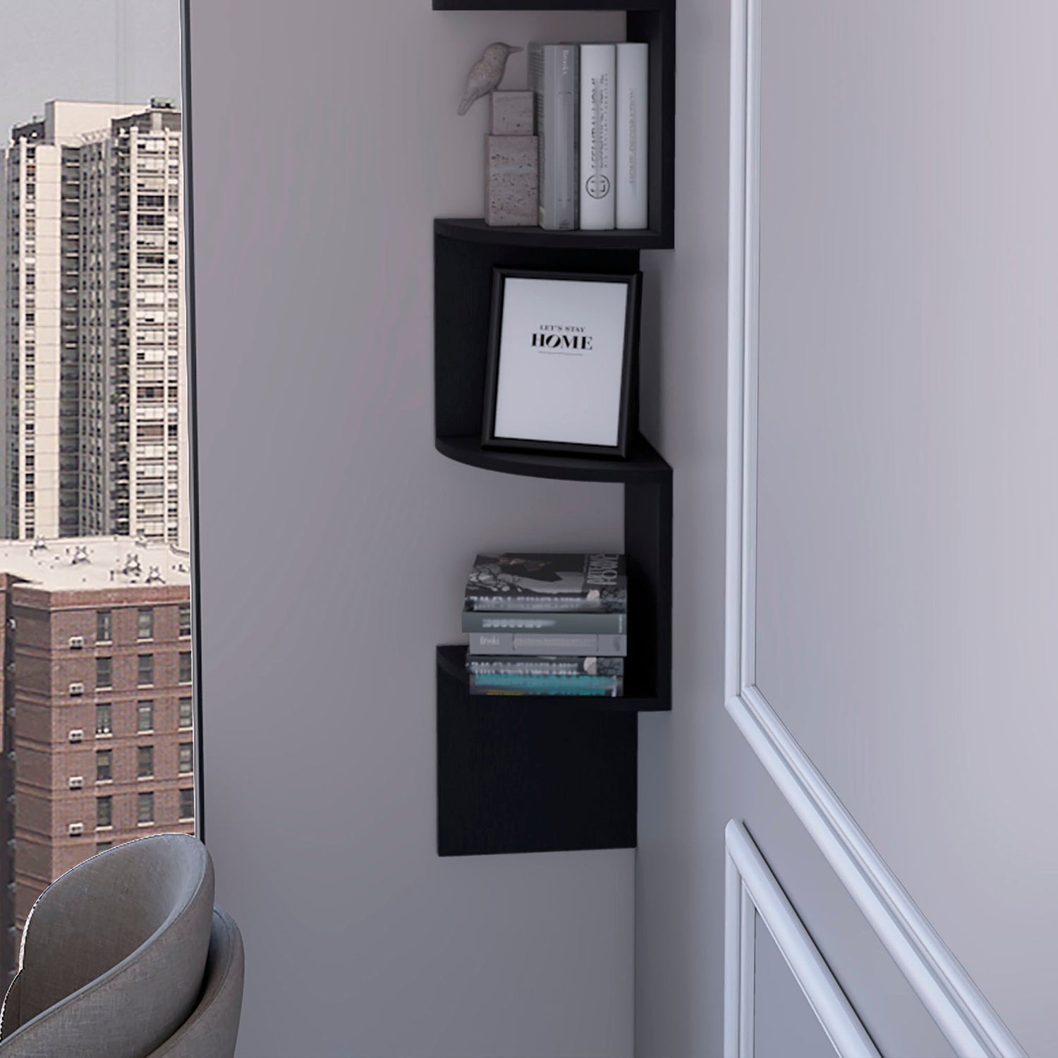 Wenge Full-Wall Floating Shelf