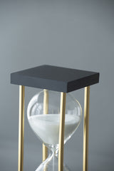 Set of 2, 3x3x7" Spellman 15-minute Hourglass with Metal Frame, White