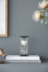 Set of 2, 3x3x7" Spellman 15-minute Hourglass with Metal Frame, White