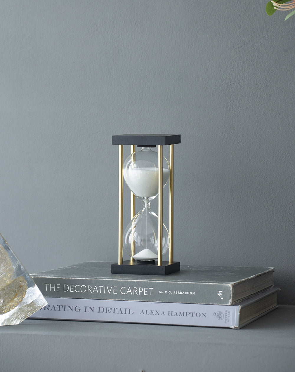 Set of 2, 3x3x7" Spellman 15-minute Hourglass with Metal Frame, White