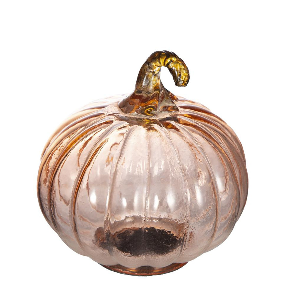Set of 8, 4x4x5" Orange Glass Pumpkin, Pumpkin Ornament Decor for Holiday Harvest Festival Fall Festival & Thanksgiving