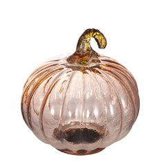 Set of 8, 4x4x5" Orange Glass Pumpkin, Pumpkin Ornament Decor for Holiday Harvest Festival Fall Festival & Thanksgiving