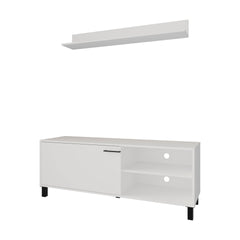White TV Stand Melamine with Open Storage