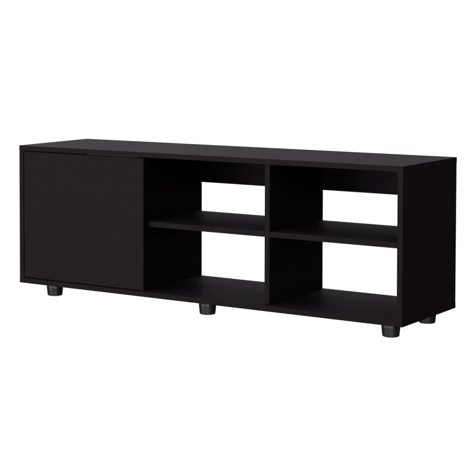 Wengue TV Stand with a Door and Open Storage