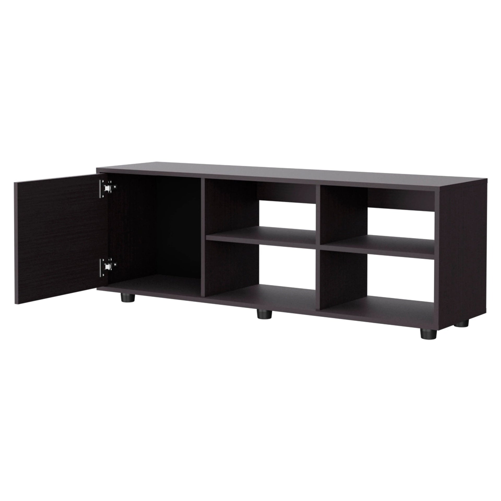Wengue TV Stand with a Door and Open Storage