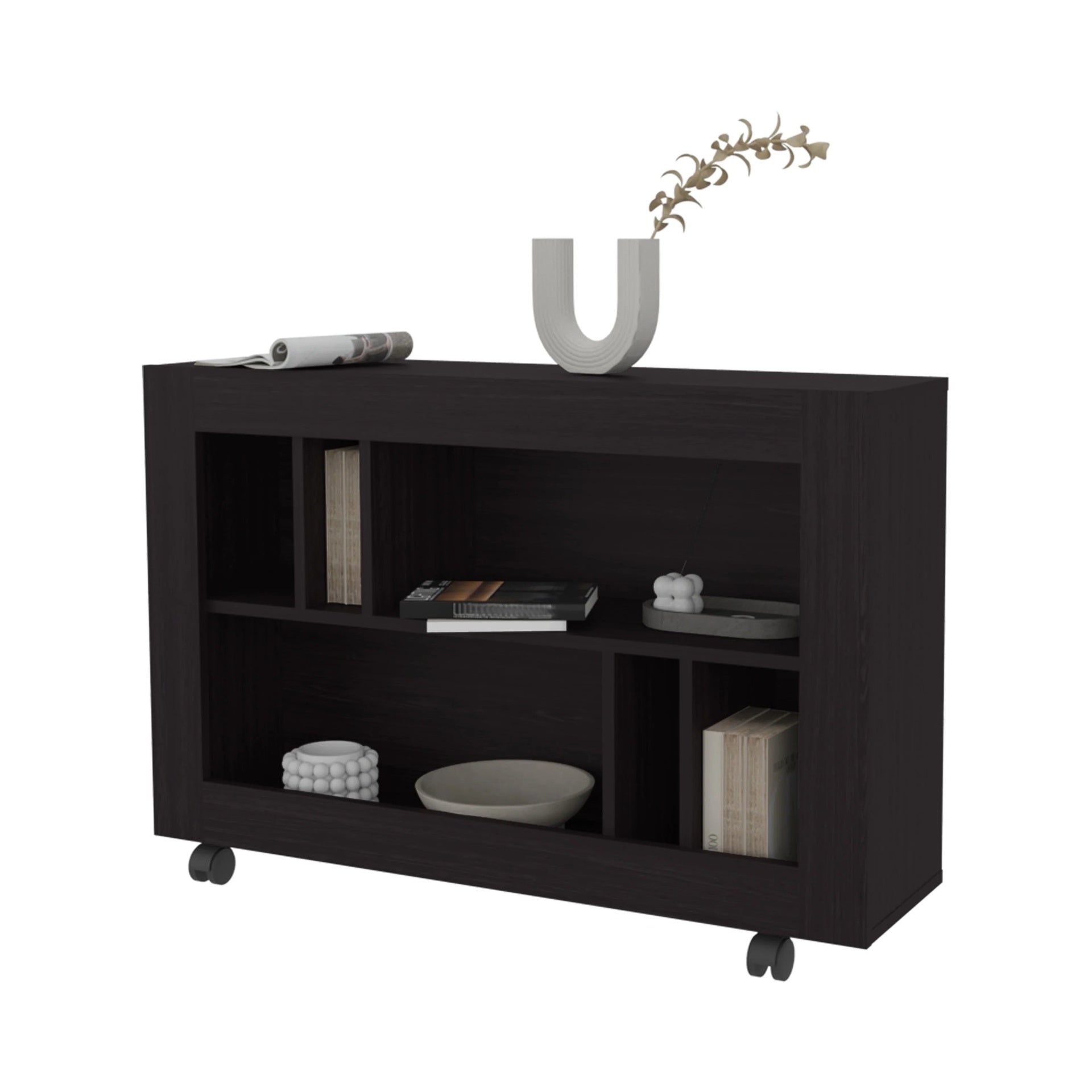 Wengue Console Table in Melamine with Open Storage