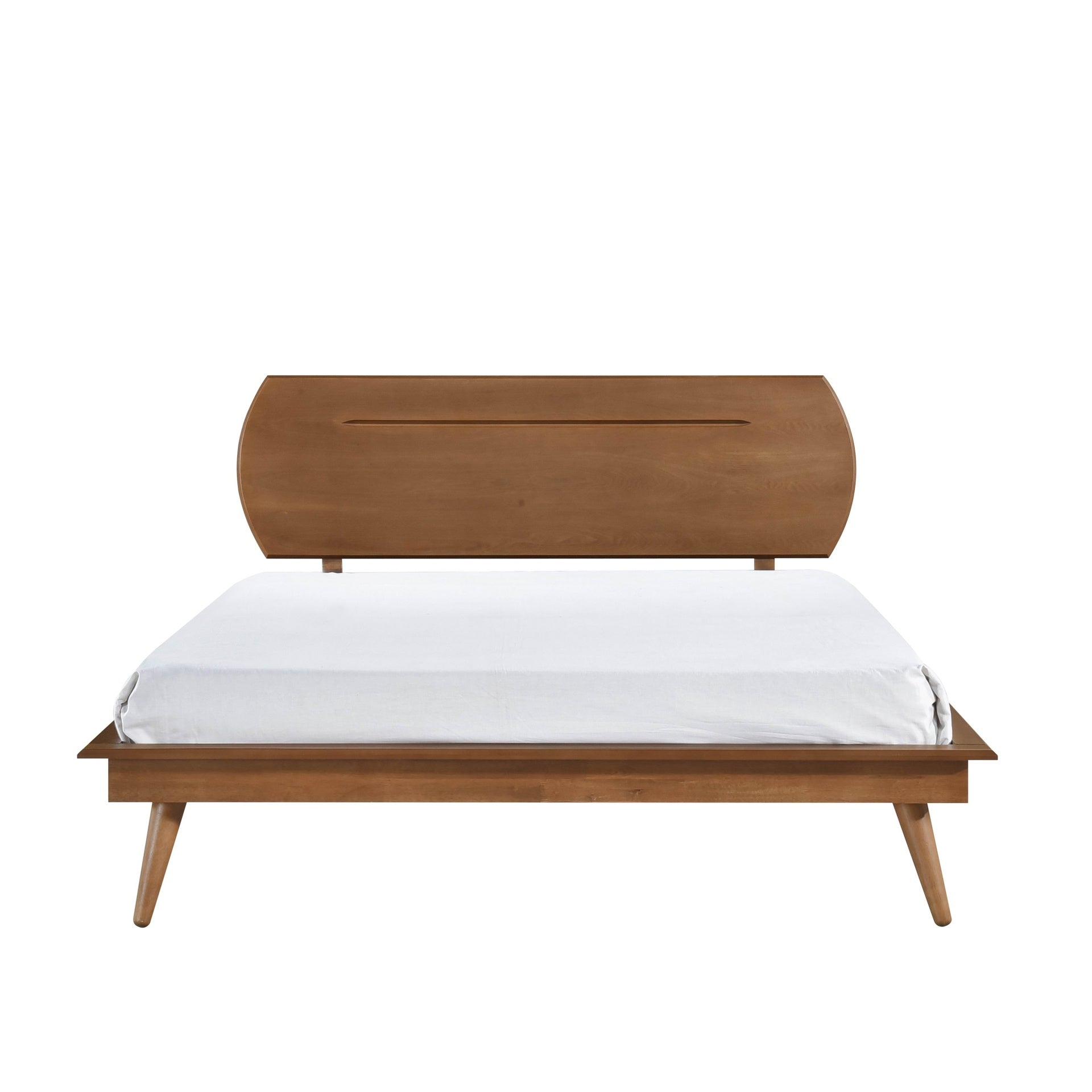Country Casual Style Full Size Platform Bed with Oval Headboard 1pc Wooden Bedroom Furniture