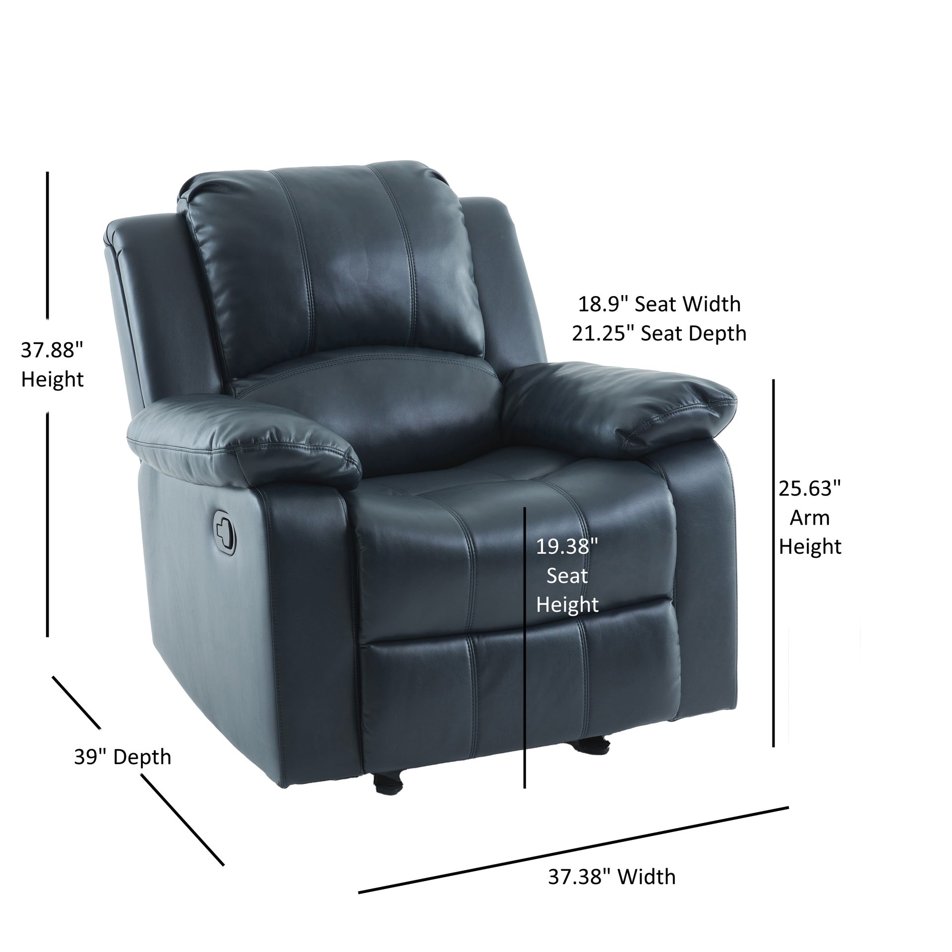 Charlotte Midnight Blue Leather Gel Glider Recliner
