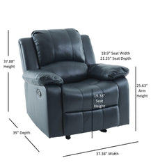 Charlotte Midnight Blue Leather Gel Glider Recliner