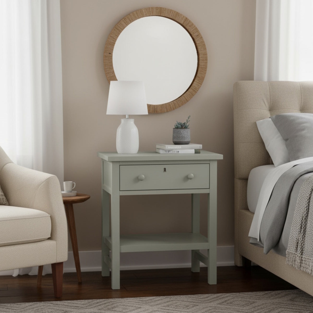 Finley 1-drawer Storage Nightstand - Antique Gray