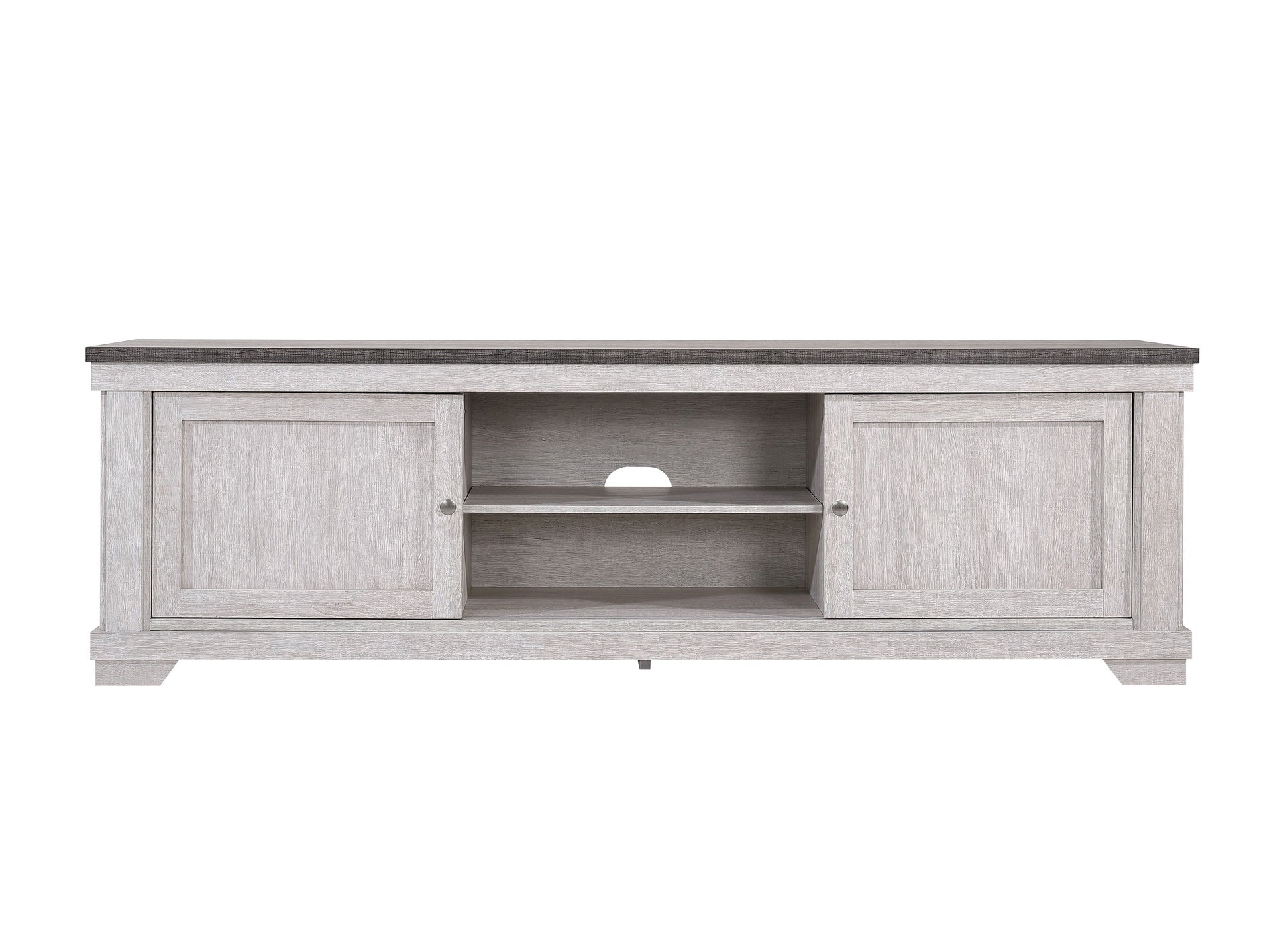 1pc Contemporary Entertainment Console TV Stand Weathered Wood Finish Living Room Furniture