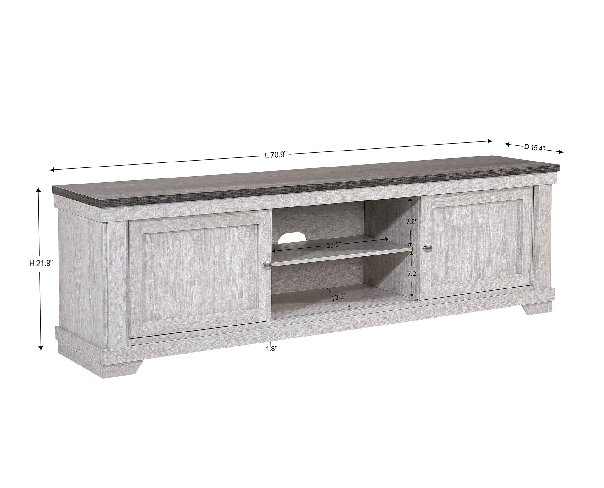 1pc Contemporary Entertainment Console TV Stand Weathered Wood Finish Living Room Furniture