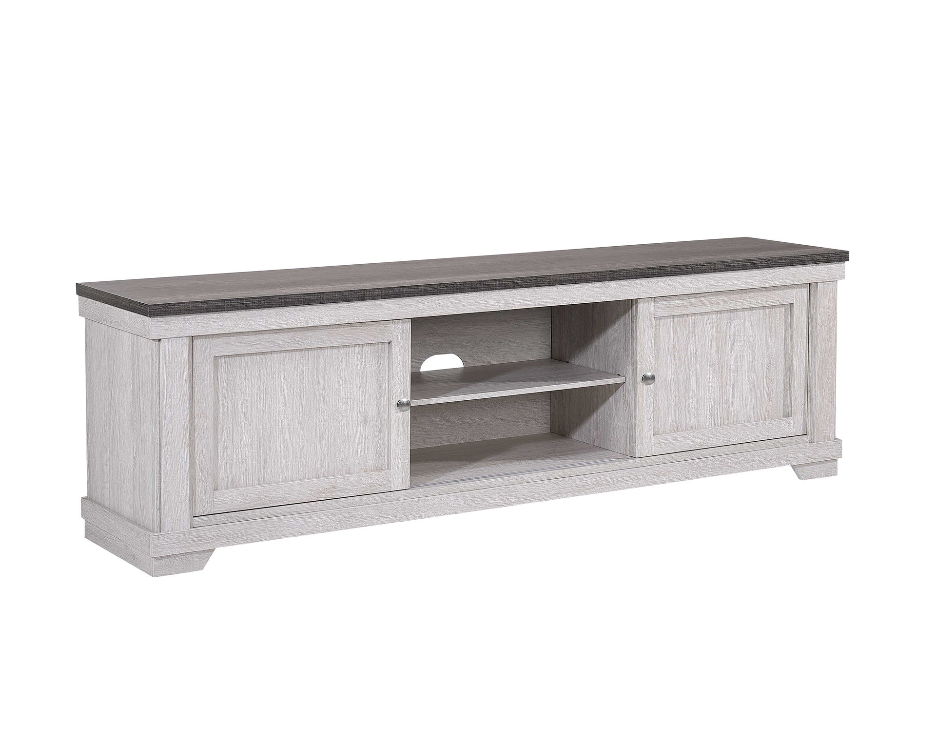 1pc Contemporary Entertainment Console TV Stand Weathered Wood Finish Living Room Furniture