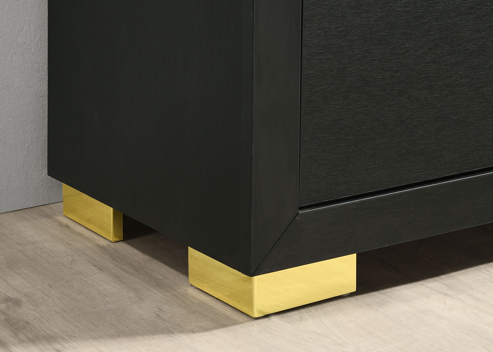 Modern 1pc Nightstand Black Color Center Glide 2-Drawers Bedside Table Square Pulls Bedroom Furniture