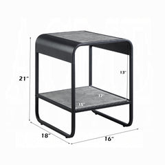 Modern Sleek Design End Table with Shelf Black Finish Metal Frame Concrete Gray Living Room Furniture 1pc
