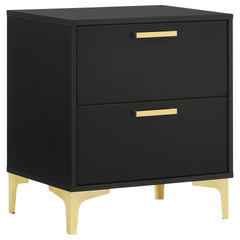 Lexie Black/Gold 4-piece Tufted Panel Queen Bedroom Set
