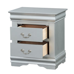 1pc Traditional Classic Platinum Finish 2-Drawers Nightstand Wooden Bedroom Furniture