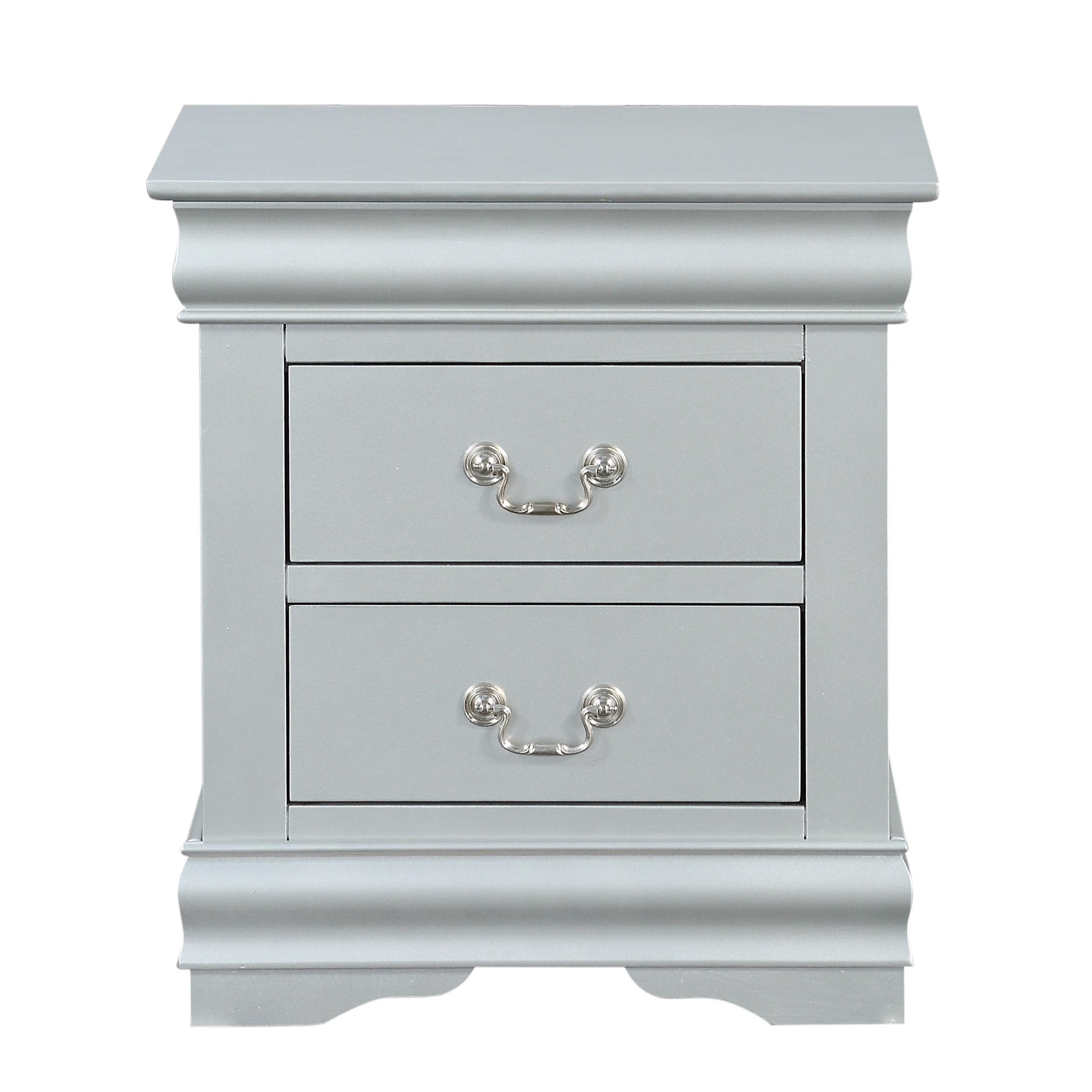 1pc Traditional Classic Platinum Finish 2-Drawers Nightstand Wooden Bedroom Furniture