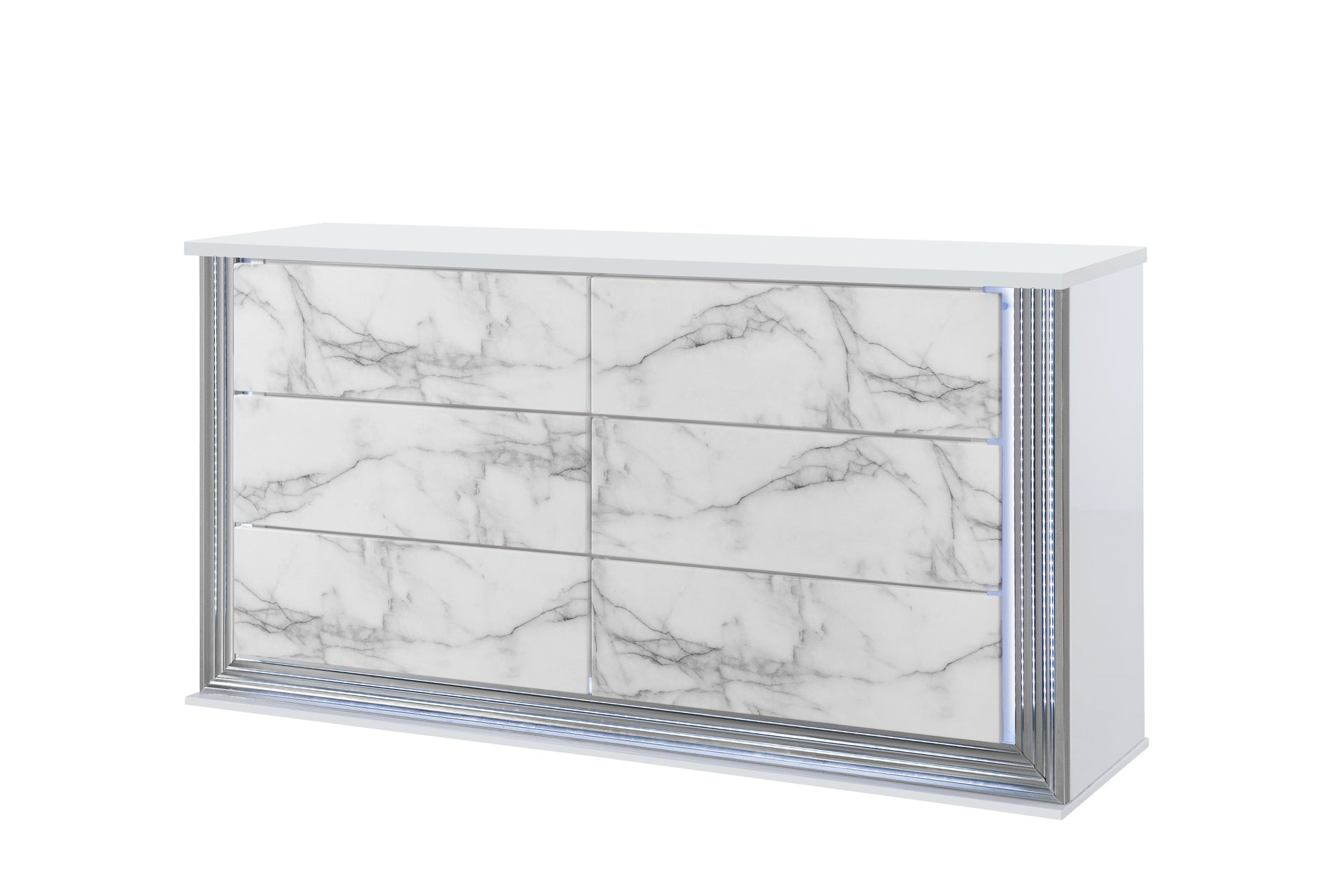 MOON WHITE MARBLE DRESSER WITH LED