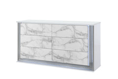 MOON WHITE MARBLE DRESSER WITH LED