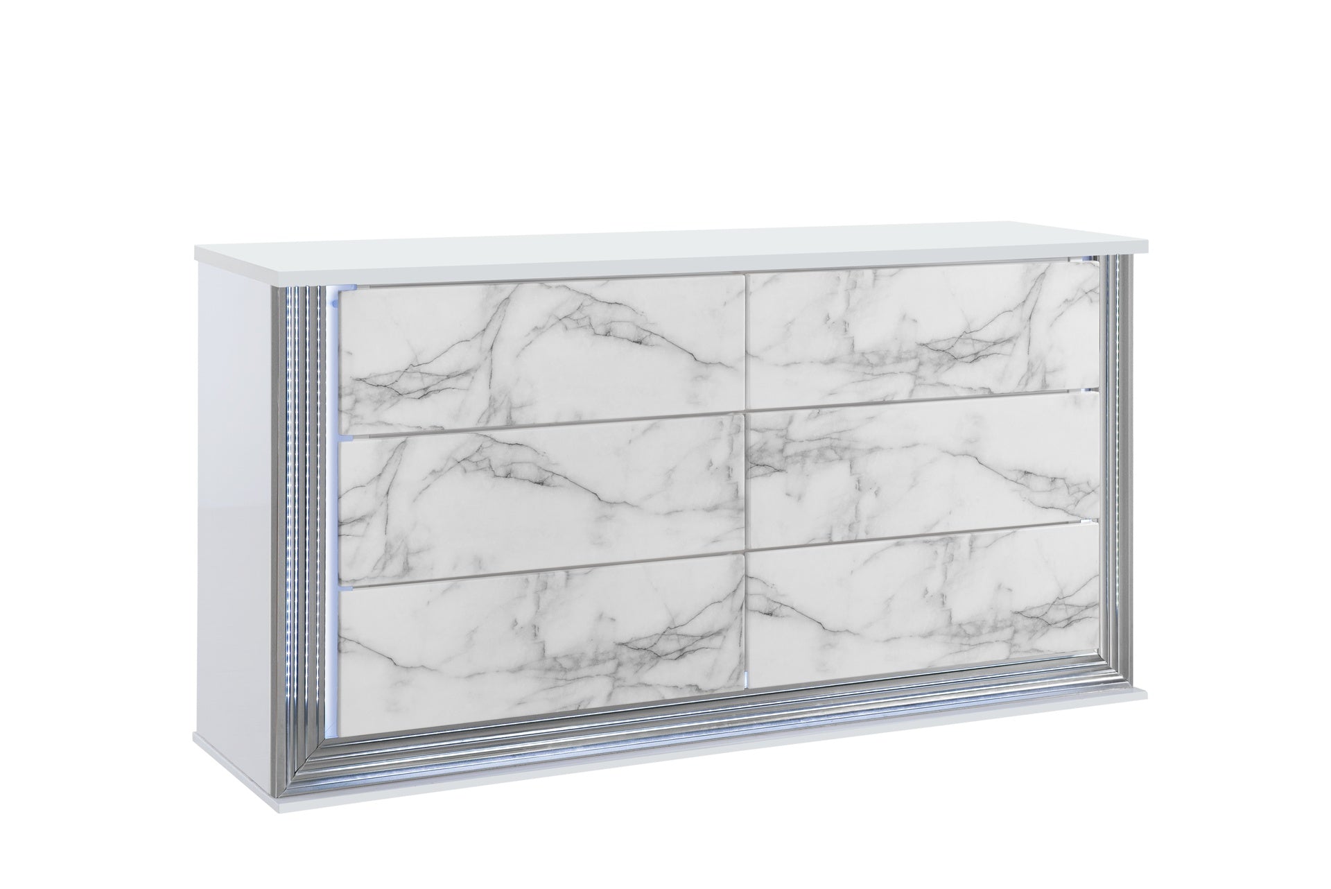 MOON WHITE MARBLE DRESSER WITH LED