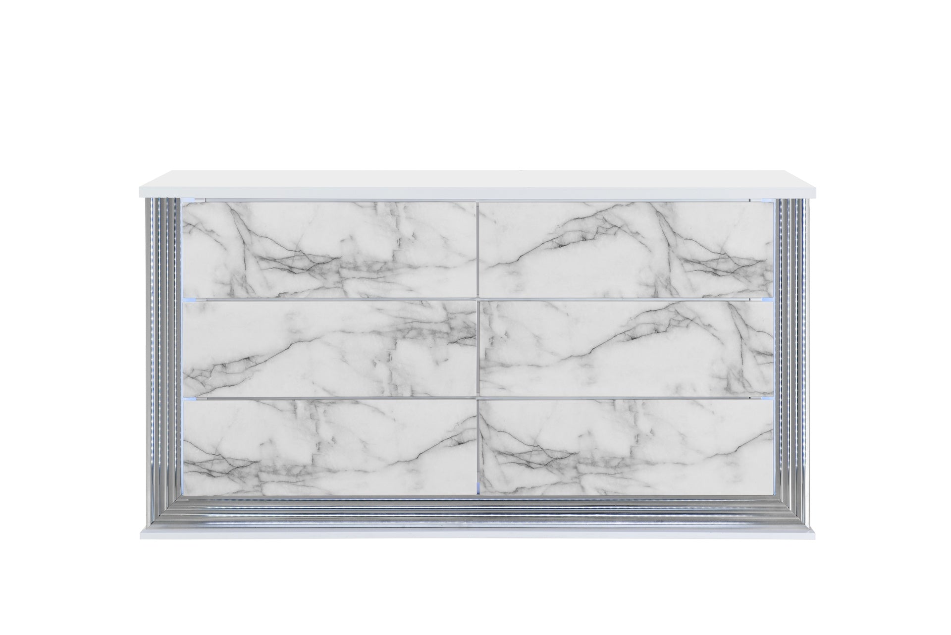 MOON WHITE MARBLE DRESSER WITH LED