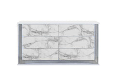 MOON WHITE MARBLE DRESSER WITH LED