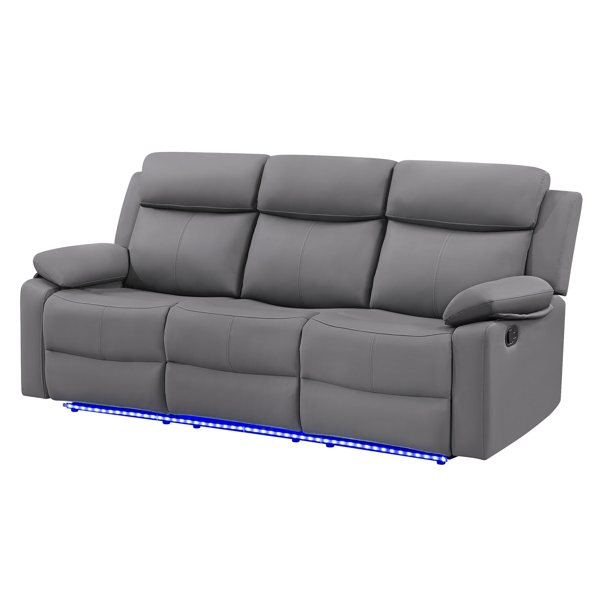 Blanche Grey Reclining Sofa with LED Lights