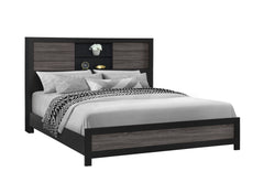 SOLUTO GREY AND BLACK BOOKCASE QUEEN BED